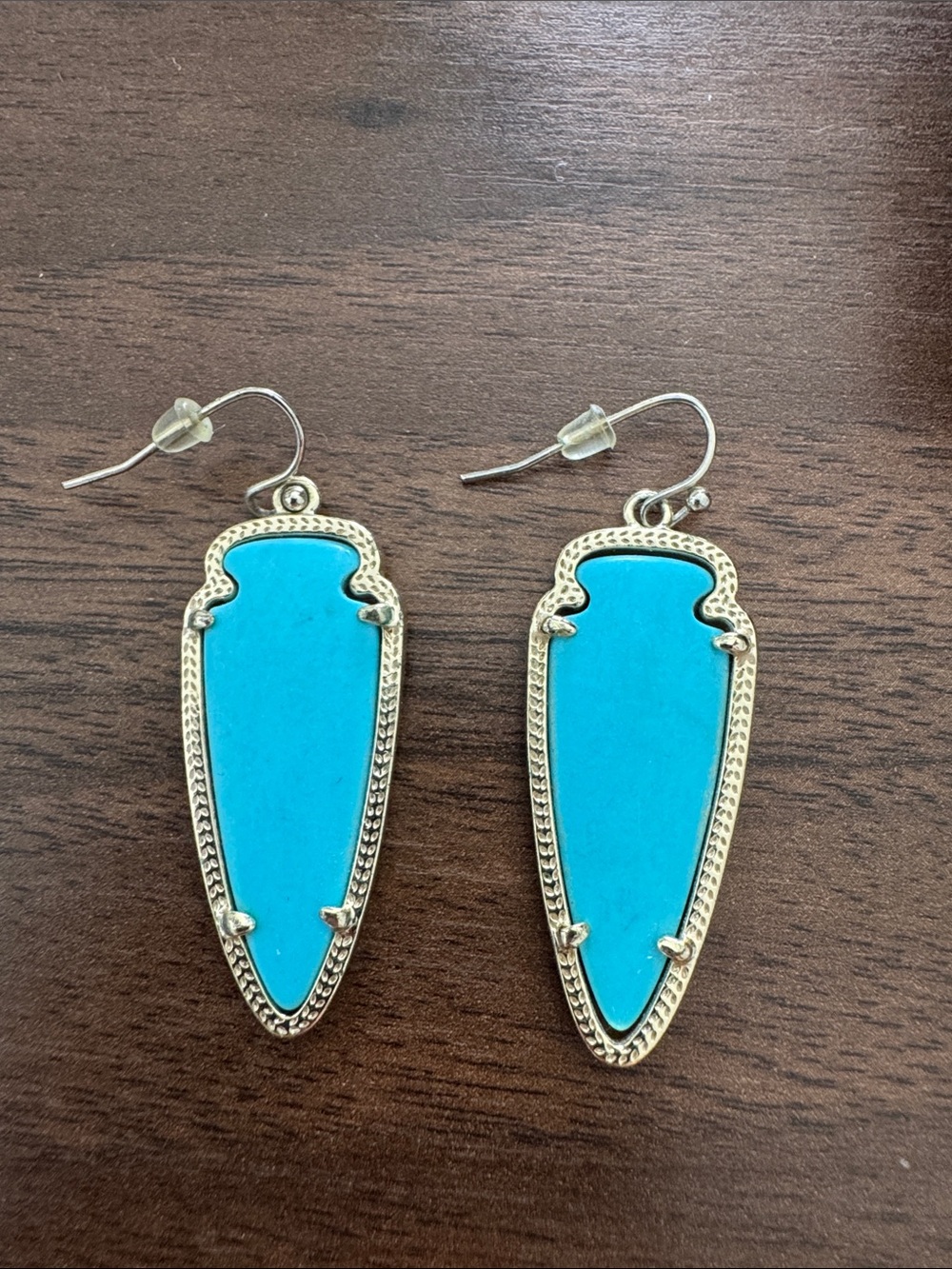 Kendra Scott Turquoise Blue Arrowhead Gold Earrings